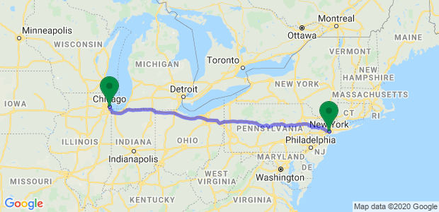 Moving from New York City to Chicago Map