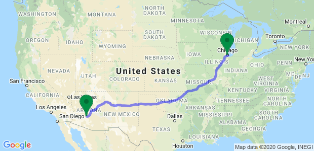 Moving from Chicago to Phoenix, AZ Map
