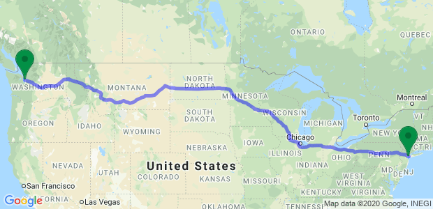 Moving from New York to Seattle Map