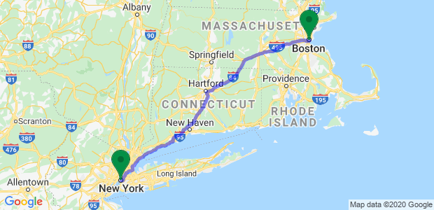Moving from Boston to NYC Movers Map