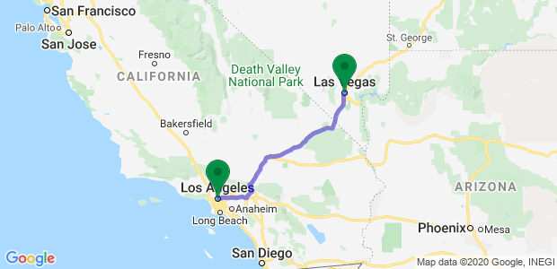 Moving from Los Angeles to Las Vegas Map