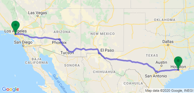 Moving from Houston to Los Angeles Map