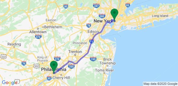 Moving from Philadelphia to NYC Map